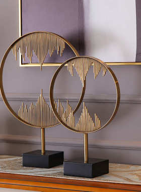 轻奢欧式金属工艺品摆件假山样板房装饰品铁艺简约客厅电视柜玄关