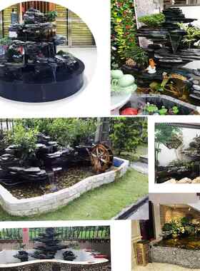 大型假山流水摆件庭院真石头造景花园阳台装饰喷泉天然英石小景观