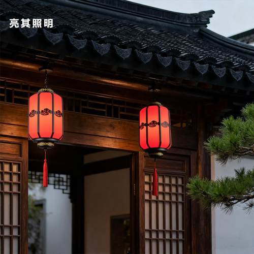 中式户外仿古灯笼风室外庭院宫廷凉亭连廊别墅大门口吊灯 - 图0