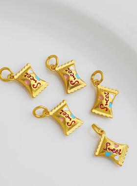 沙金包金滴油糖果吊坠烧蓝sweet时尚项链挂件材料diy手工配饰品