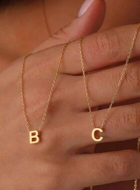 stainless steel Initial Necklace Gold Color Cut Letters Sin