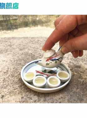 /迷你陶瓷茶具儿童玩具女童过家家小茶壶茶盘杯子套装摆件装饰工