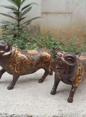纯铜猪金属工艺品铜生肖亥猪对猪动物摆件