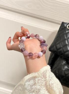 【紫莓多多】天然紫锂辉紫马粉紫锂云母紫水晶手串女上岸事业礼物