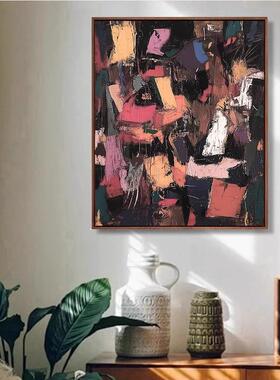 侘寂风抽象艺术客厅装饰画中古风沙发背景墙壁画轻奢民宿玄关挂画