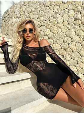 Women's jumpsuit sexy nightgown mesh