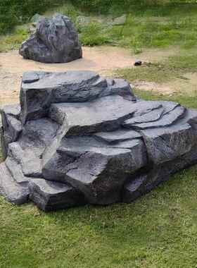 玻璃钢仿真石井盖石空心假石头户外设备遮挡装饰庭院假山景观摆件