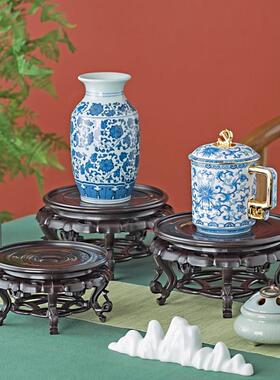 圆形防水花盆底座增高塑料托盘鱼缸架子石头古典花瓶摆件花架底托