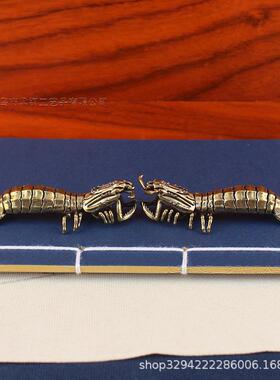 黄铜材质仿真皮皮虾生肖茶宠海洋生物濑尿虾虾姑虾耙子动物模型