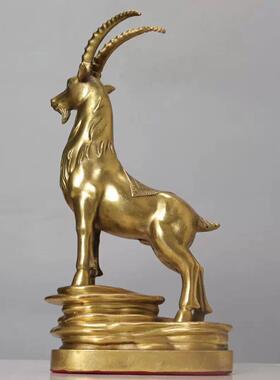 羊摆件藏羚羊领头羊纯铜桌面摆设客厅收银台书房办公室送礼装饰品