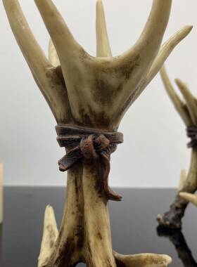 欧式复古鹿角烛台摆件树脂动物雕像跨境家居桌面蜡烛台装饰工艺品