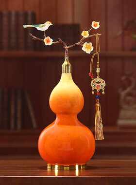 喜鹊珐琅彩葫芦电视柜玄关装饰办公室书房摆件博古架国风客厅摆设