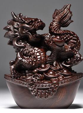 黑檀香雕刻十二生肖摆件实木鼠，牛，虎，兔，龙，蛇，马，羊，猴