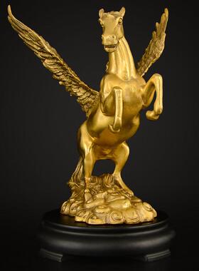 铜马摆件黄铜飞马十二生肖带翅膀马工艺礼品摆饰装饰摆设大号