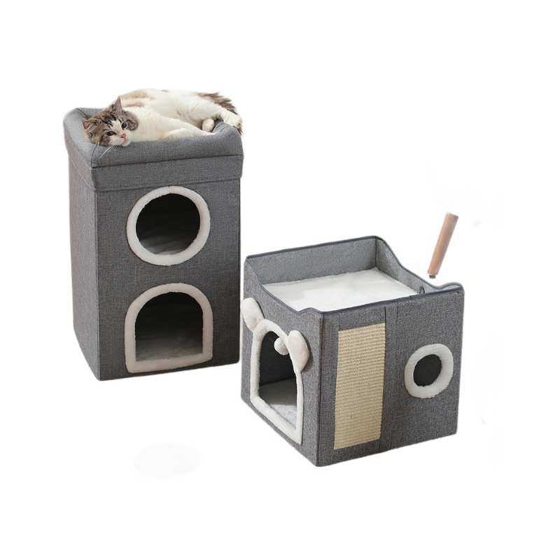 半封闭剑麻可折叠双门三层猫窝多功能双层猫抓板猫咪磨爪房子,淘宝优惠券,粉丝福利购,淘宝优惠卷