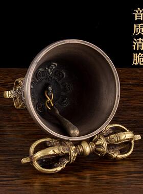 金刚铃杵纯铜尼泊尔手工西藏式铃铛五股金刚杵藏传密宗金刚铃摆件