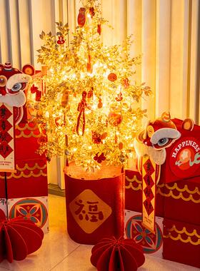 毛绒醒狮摆件装饰元旦商场酒店场景氛围布置创意立体落地堆头装扮