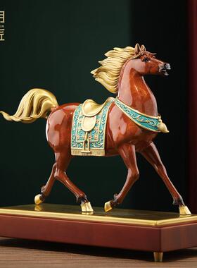 大明铜匠马到成功马摆件领导办公室高档客厅商务公司开业乔迁礼品