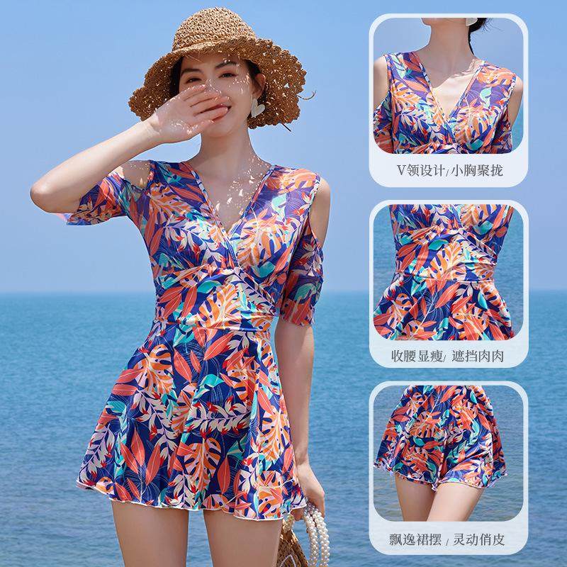 泳衣女款2024年新款爆款微胖女孩遮肚子显瘦连体中年妈妈保守泳装,淘宝优惠券,粉丝福利购,淘宝优惠卷