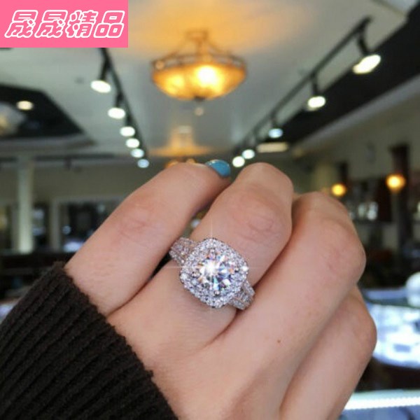 Women Sunshine Rings Artificial diamond Wedding Band Ring 饰 - 图0