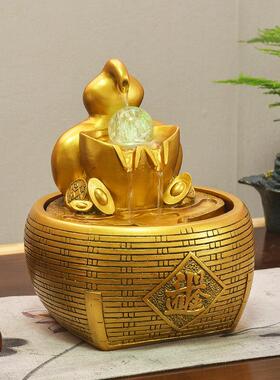 日进斗金招财流水摆件风水轮开 业礼品财源滚滚办公室桌收银柜台