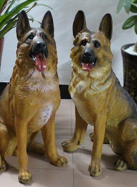 仿真大狼狗摆件斑点狗八哥犬德牧树脂狗桌面入户客厅假狗庭院装饰