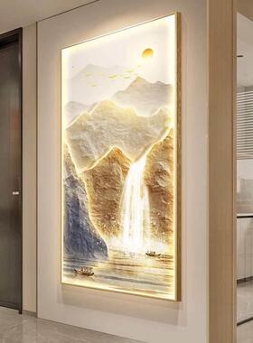 旭日东升入户玄关装饰画高级感发财树山水画走廊过道挂画现代轻奢