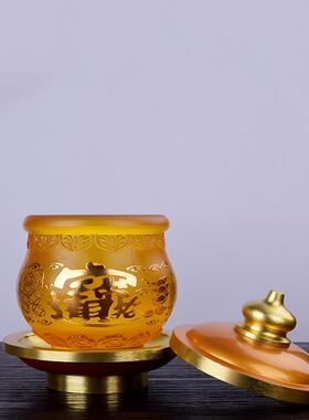 佛圣水杯套装、佛经、三套财神贡品、引财宝、莲花供台、彷玻璃摆