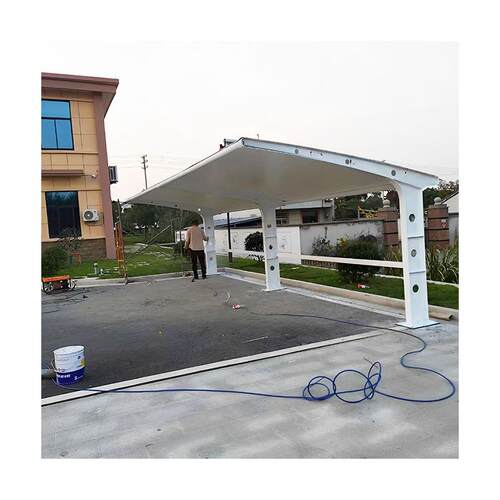 新款直销膜结构停车棚户外自行车棚 小区园区张拉膜电动车棚遮阳 - 图3
