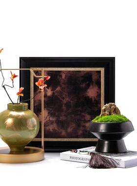 家居新中式酒店大厅装饰品摆件永生苔藓盆景艺术创意花瓶插花花器