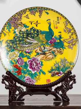 景德镇陶瓷器挂盘装饰盘子中式客厅酒柜博古架摆件家居饰品工艺礼