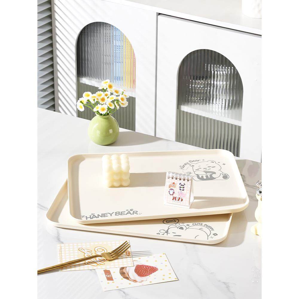 奶油风托盘长方形大号家用茶盘放水杯杯子收纳盘餐用面包蛋糕餐盘,淘宝优惠券,粉丝福利购,淘宝优惠卷