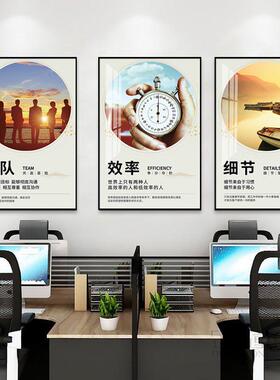 现代简约企业文化墙面挂画 可定制办公室装饰画 拉丝铝合金框晶瓷