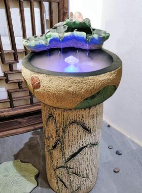 新中式招财流水摆件鱼缸假山喷泉水景创意装饰加湿器客厅开业礼品