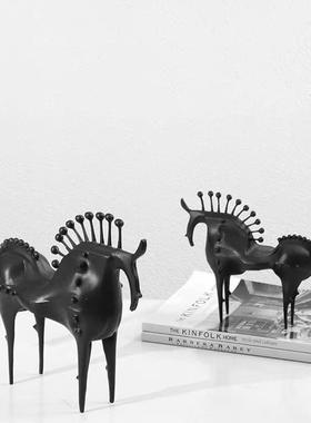 用新中铸005铁马刺黑色马摆件书柜酒架展厅场所使软装家居式饰品