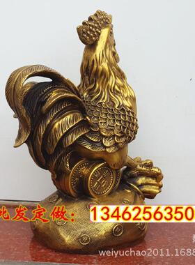 厂家直销纯铜公鸡摆件黄金袋鸡金钱鸡生肖鸡风水铜器饰品