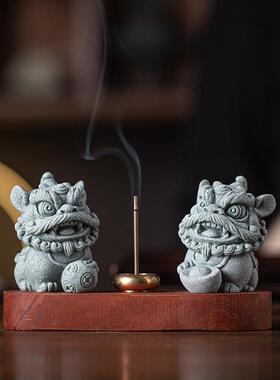 创意缸国潮青沙石狮子一tb-75412小号风风狮爷茶宠桌面茶宠摆件鱼