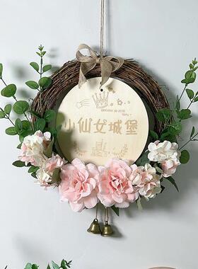 花环饰壁挂仿真厅入户门上遮pz70107丑挂件玄关卧客室装饰女门孩