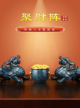 《霸王貔貅》纯黄铜貔貅摆件招财皮丘一对公母客厅玄关聚财工艺礼