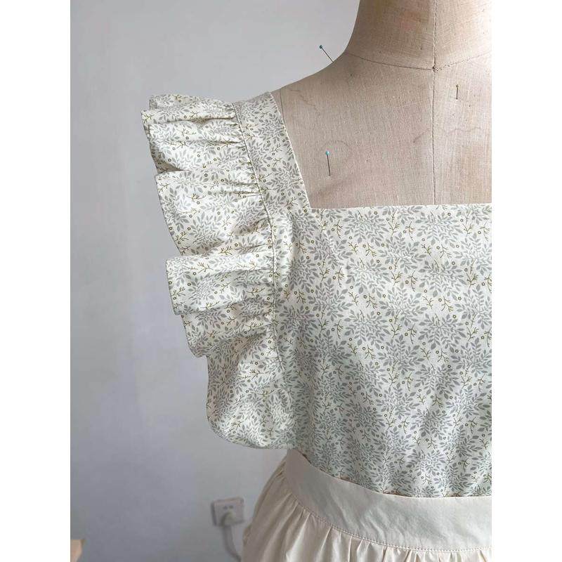 韩式碎花雅致荷叶边背面交叉摄影道具叠穿凹氛围系带围裙,淘宝优惠券,粉丝福利购,淘宝优惠卷