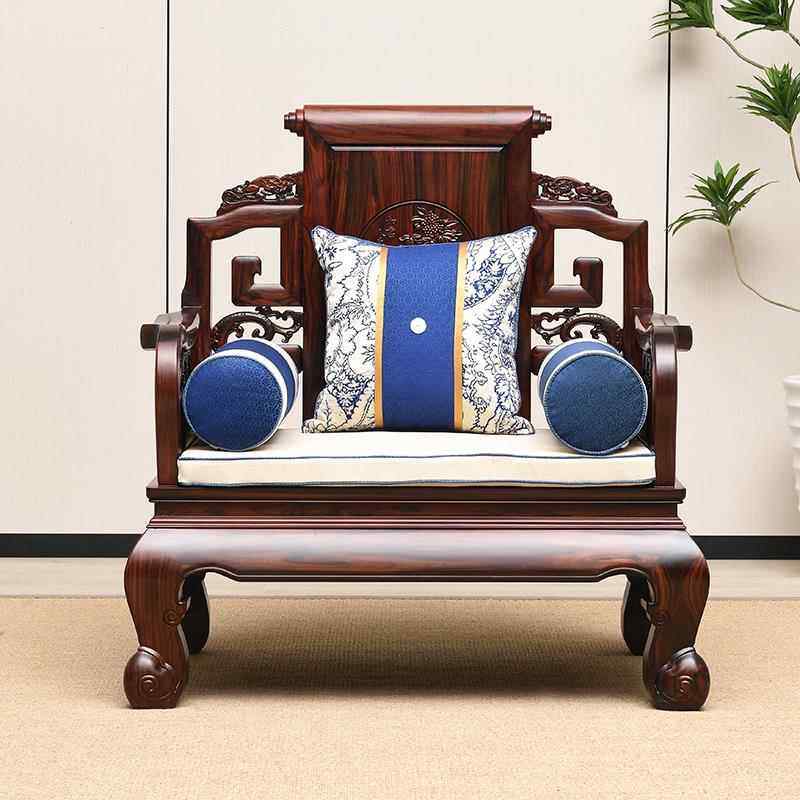 国标红木家具客厅全套印尼黑酸枝红木沙发中式全实木卷书沙发组合 - 图2