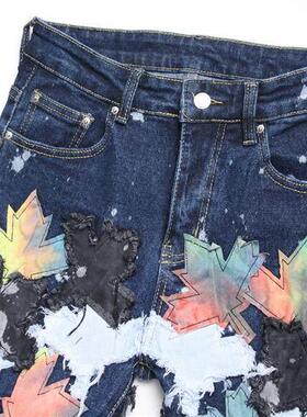 Men Straight Patch Flared Jeans 男士贴布直筒修身喇叭牛仔裤