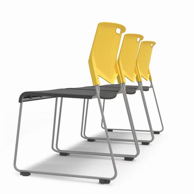 广东洽谈休闲接待椅办公会议椅塑料椅无扶手椅弓形椅堆叠椅小推车 - 图1