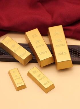 金条实心沙金工艺品摆件古典金砖中式客厅玄关办公室现货合金春节