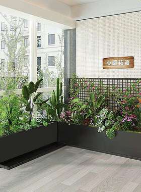水泥花盆花箱抽屉真石漆马槽户外大口径隔断北欧客厅种植箱盆栽