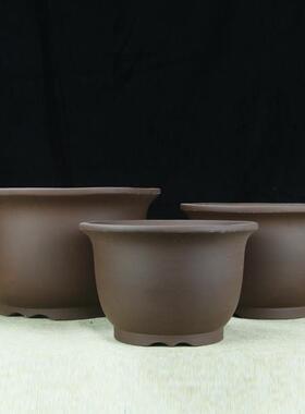 宜兴特大口径紫砂花盆特价清仓绿植种菜种树超大号圆形陶瓷盆景盆