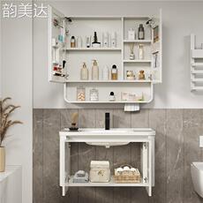 Стиральная машина мяч 侧边收纳浴室柜蜂窝铝卫生间洗手盆柜组合开放格陶瓷一体盆洗漱台