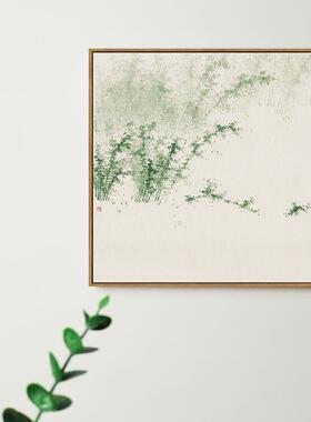 绿竹新中式餐厅背景墙画绿色清新竹子壁画卧室茶室原木风装饰画