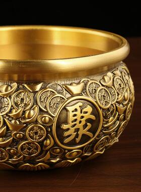 黄铜宝盆摆件件金钱聚聚宝盆铜287盆铜碗家居摆店铺开业礼品