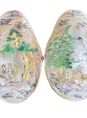 工艺摆件贝雕家居贝壳工艺品纯手工酒柜制件书架摆件工艺品立体